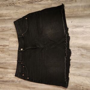 Black denim skirt